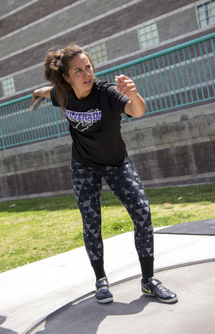 Silverado senior Monet Salazar prepares to throw the discus during practice at SIlverado Hig ...