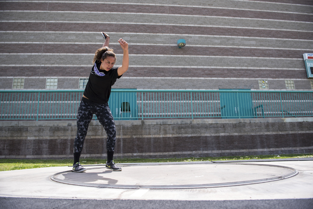 Silverado senior Monet Salazar prepares to throw the discus during practice at SIlverado Hig ...