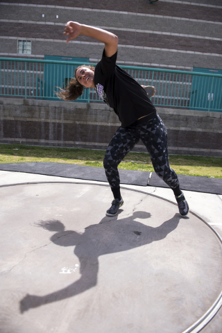 Silverado senior Monet Salazar prepares to throw the discus during practice at SIlverado Hig ...