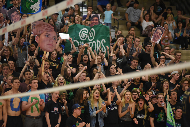 Green Valley High School supporters cheer their team against Foothill during their Division ...