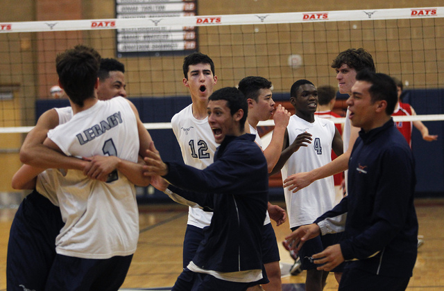 Legacy players celebrate after defeating Valley 3-0 in the semifinals of the Division I stat ...
