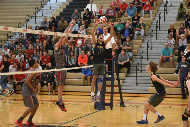 Foothill’s Shilo Chow (8) sets the ball against Arbor View during their Division I sta ...