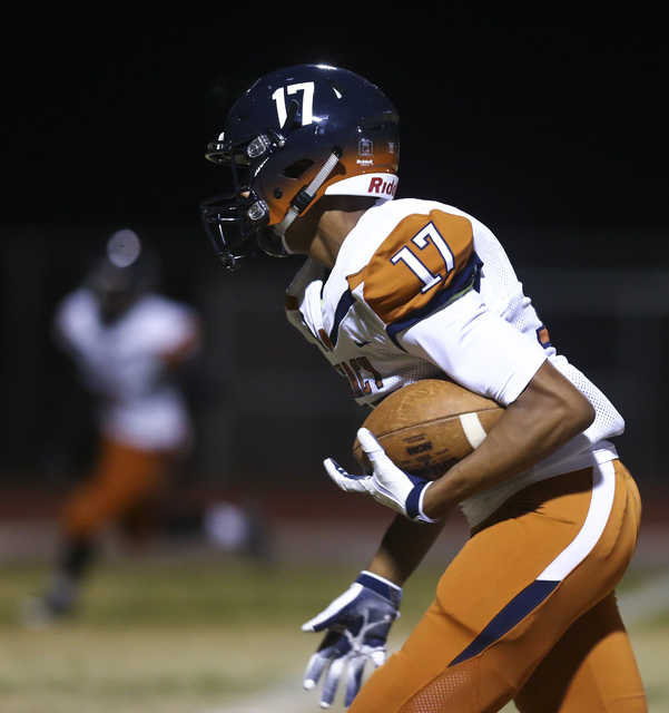 Legacy’s Davick Clark (17) runs the ball to score a touchdown against Sierra Vista dur ...