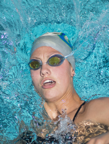 Abby Richter swims during practice at the Henderson Multigenerational Center pool in Henders ...
