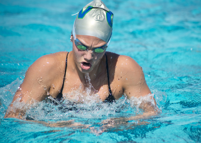 Abby Richter swims during practice at the Henderson Multigenerational Center pool in Henders ...