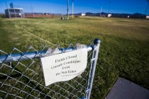A sign posted at Tech’s athltic sports fields, states that the fields are closed. Tech ...