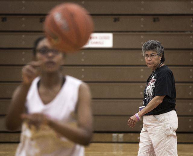 Head girls basketball coach Diane Hernandez during practice at Southeast Career and Technic ...