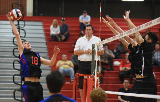 Valley High School senior volleyball player Marty Heavey (18) is seen in game action at Vall ...