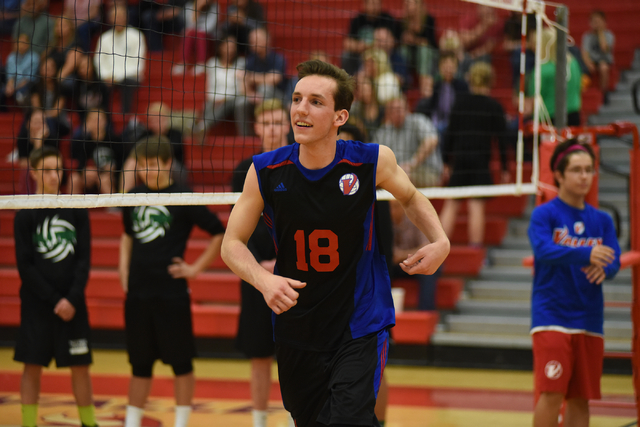Valley High School senior volleyball player Marty Heavey (18) is seen before playing a match ...