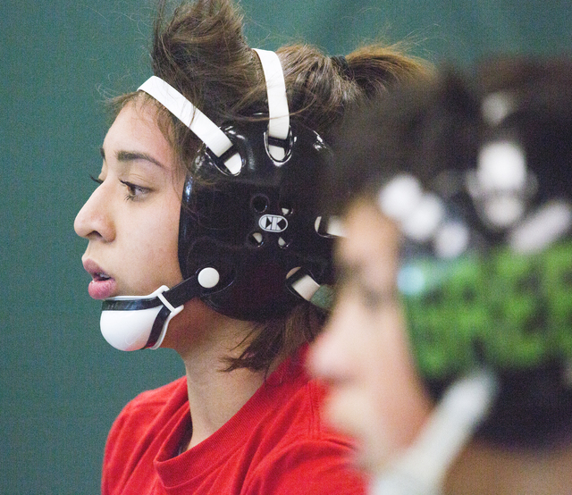 Leiana Nacapuy, a Junior Women’s Freestyle Nationals All-American, listens during wres ...