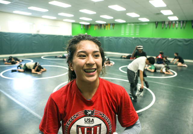 Leiana Nacapuy, a Junior Women’s Freestyle Nationals All-American, smiles during wrest ...