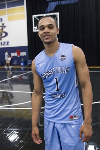 Team Howard Pulley shooting guard Gary Trent Jr. (1) poses for a photo after defeating team ...
