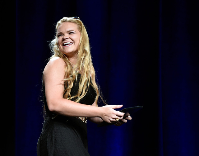 Coronado High School’s Ali Thompson smiles after receiving her volleyball award during ...