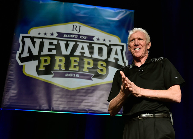 Retired NBA player Bill Walton speaks during the Best of Nevada Preps awards banquet at the ...