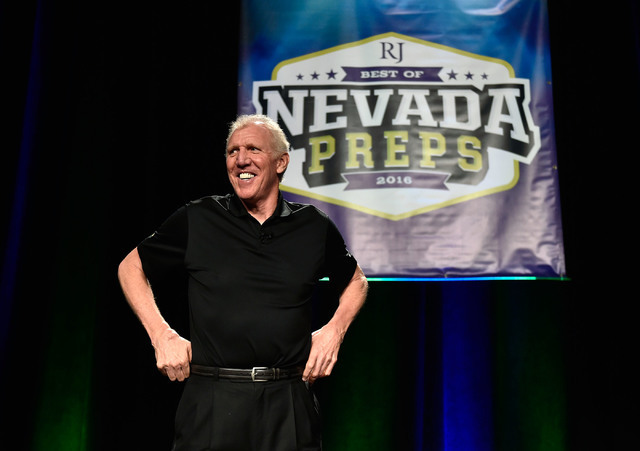 Retired NBA player Bill Walton speaks during the Best of Nevada Preps awards banquet at the ...
