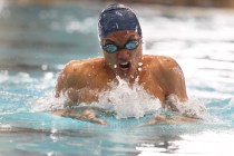 Legacy swimmer Isiah Magsino swims the breaststroke leg of the 200-yard individual medley du ...