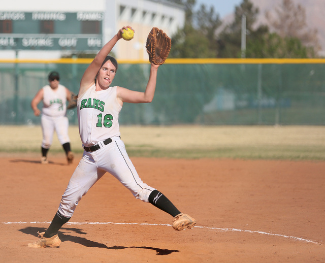Rancho’s Samantha Pochop prepares to deliver a pitch during the Rams’ 7-0 win ov ...