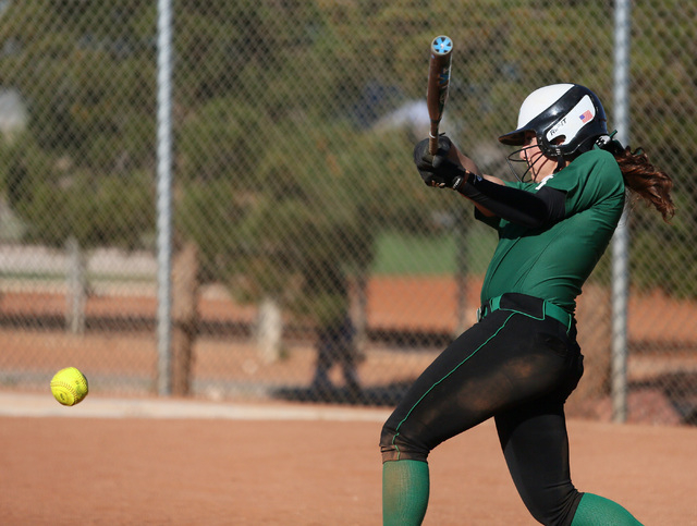 Palo Verde senior Rachel Williams hits the ball during a game against Green Valley on Tuesda ...