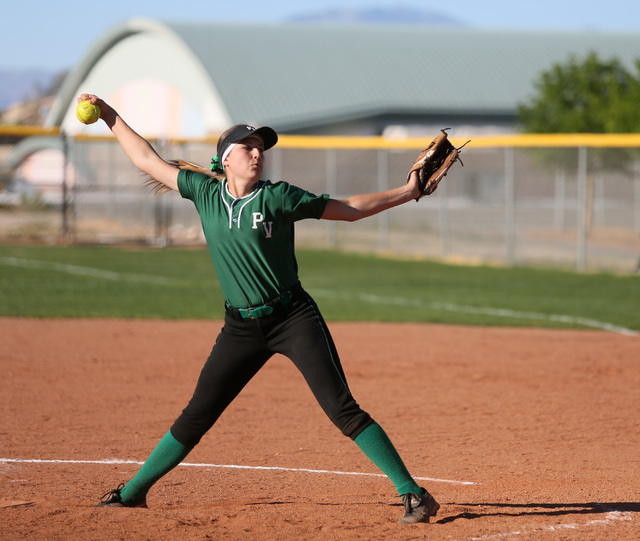 Palo Verde freshman Haylee Lupinetti pitches during a game against Green Valley on Tuesday. ...