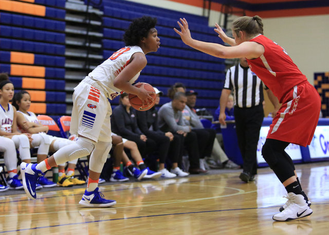 Bishop Gorman Senior Skylar Jackson (20) looks for an open teammate during the Las Vegas Inv ...