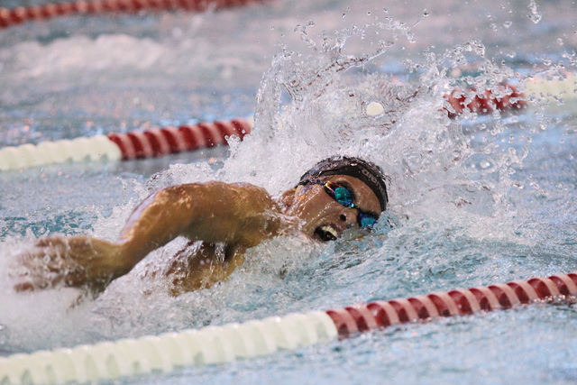 Jake Chir of Coronado competes in the boys 200-yard freestyle during the Sunrise and Sunset ...
