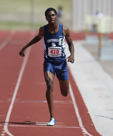 Centennial distance runner Dajour Braxton finishes the 1,600 with nobody in sight during the ...