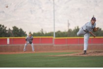 Desert Oasis A.J. Landis (15) pitches against Arbor View during their baseball game at Arbor ...