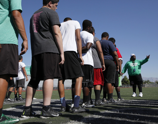 Rancho head coach Tyrone Armstrong leads his team through practice on Thursday. The team wil ...