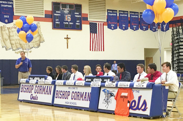 Bishop Gorman student-athletes sign national letters of intent or financial aid agreements t ...