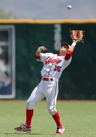 Liberty second baseman Ethan Ibarra makes a catch against Centennial in the Division I state ...