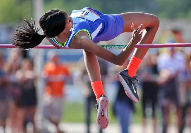 Bishop Gorman’s Vashti Cunningham, shown during the 2014 Division I state track and fi ...