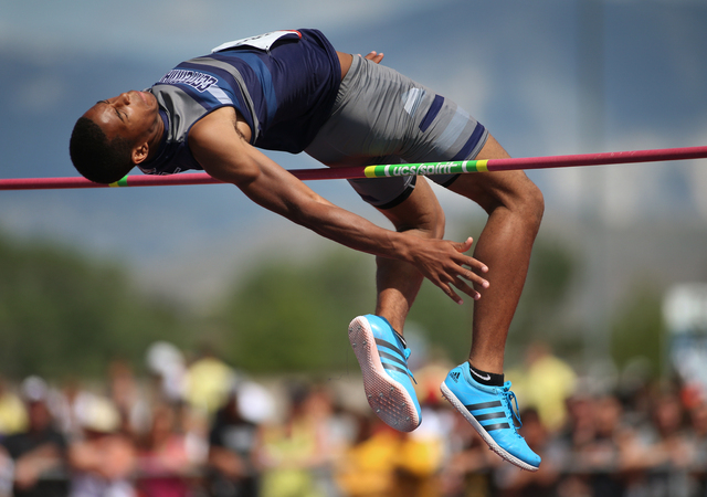 Centennial’s Anyah Nutter cleared 6 feet, 6 inches to place second in the Division I b ...