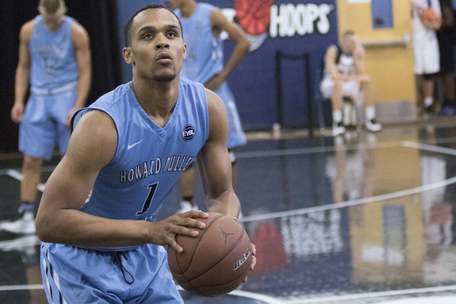Team Howard Pulley shooting guard Gary Trent Jr. (1) goes for a shot against team UBC during ...