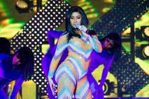 In this June 16, 2019 file photo, Cardi B performs at the Bonnaroo Music and Arts Festival in M ...