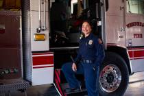 Leslie Hernandez, a firefighter at Station 86 in Henderson, Monday, July 29, 2019. (Rachel Asto ...