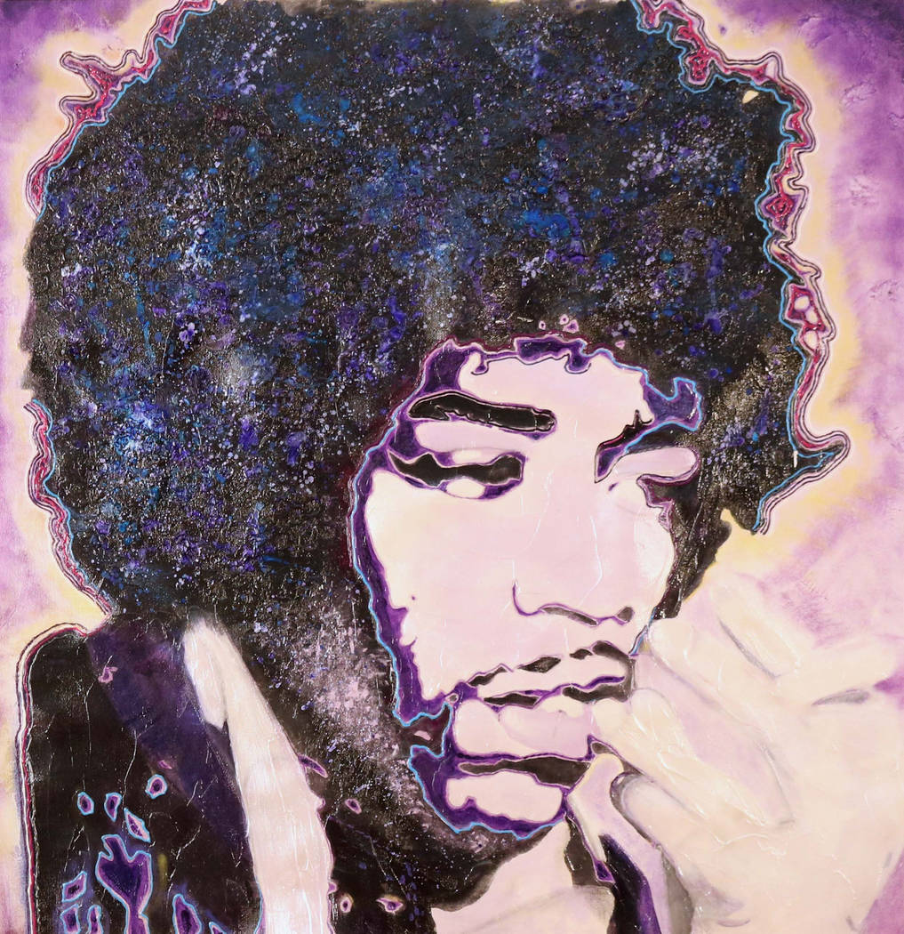 A portrait of Jimi Hendrix painted by Def Leppard drummer Rick Allen, who will be selling and d ...