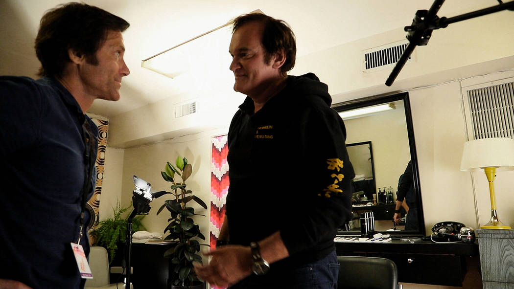 Anthony DiMaria, left, interviews writer-director Quentin Tarantino for his "Sebring" documenta ...