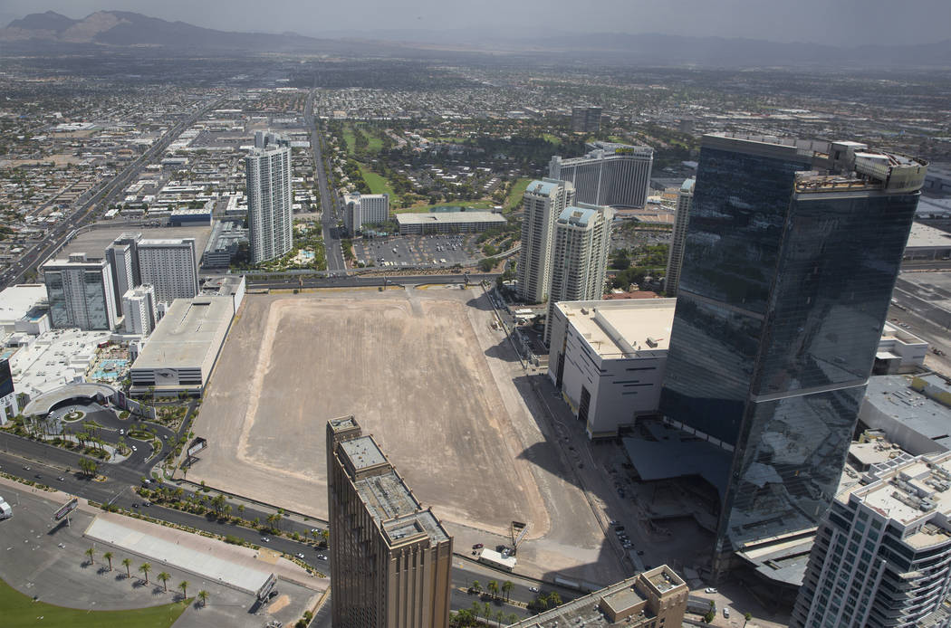 An aerial view of the site of ex-NBA player Jackie Robinson's proposed arena and hotel project ...