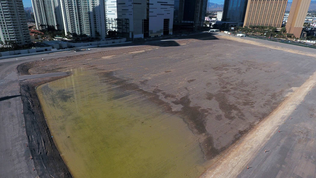 The site of ex-NBA player Jackie Robinson's proposed arena and hotel project on the Las Vegas S ...