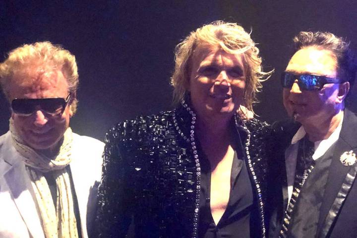 Siegfried, Hans Klok and Roy are shown after Klok's performance at Thunderland Showroom on Wedn ...
