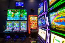 A variety of slot cabinets at the Scientific Games showroom in Las Vegas on Wednesday, May 15, ...