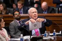 Sen. Patrick Leahy, D-Vt., a former chairman of the Senate Judiciary Committee, joined at left ...