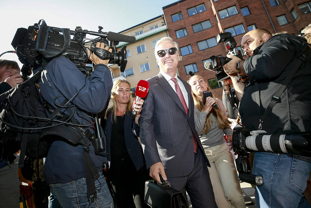 Robert C. O'Brien, Special Envoy Ambassador, arrives at the district court in Stockholm, Friday ...