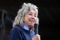 Rep. Dina Titus, D-Nev., speaks at a viewing of local Girl Scout Tahoe Mack's Monumental Mammot ...