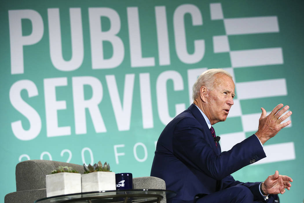 Former Vice President Joe Biden speaks during a public forum for Democratic presidential candid ...