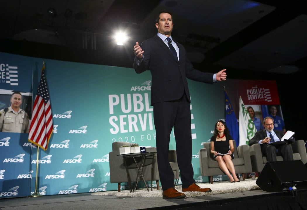 Rep. Seth Moulton, D-Mass., speaks during a public forum for Democratic presidential candidates ...