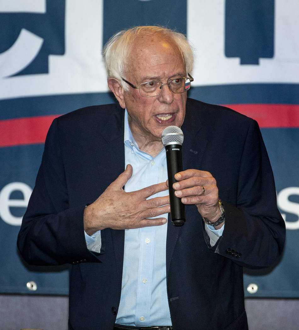 Democratic presidential candidate Sen. Bernie Sanders, I-Vt., speaks during an economic fo ...