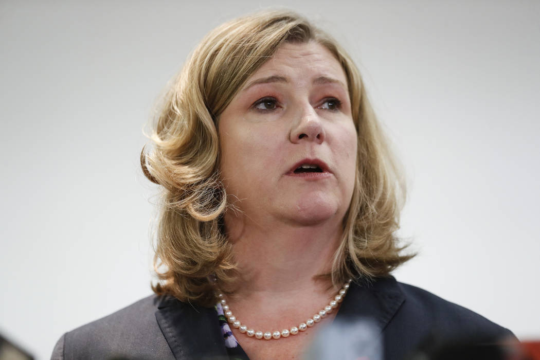 Dayton Mayor Nan Whaley speaks during a news conference regarding a mass shooting earlier in th ...