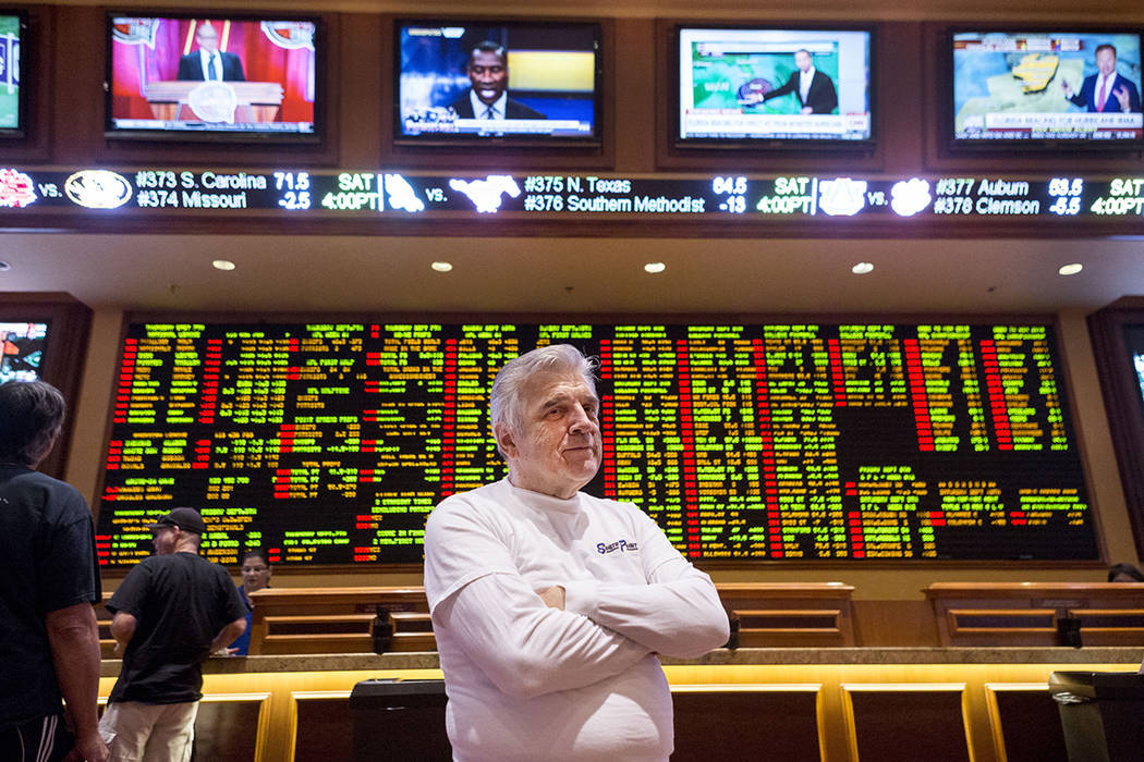Oddsmaker Jimmy Vaccaro at the South Point hotel-casino's Sports Book in Las Vegas, Thursday, S ...