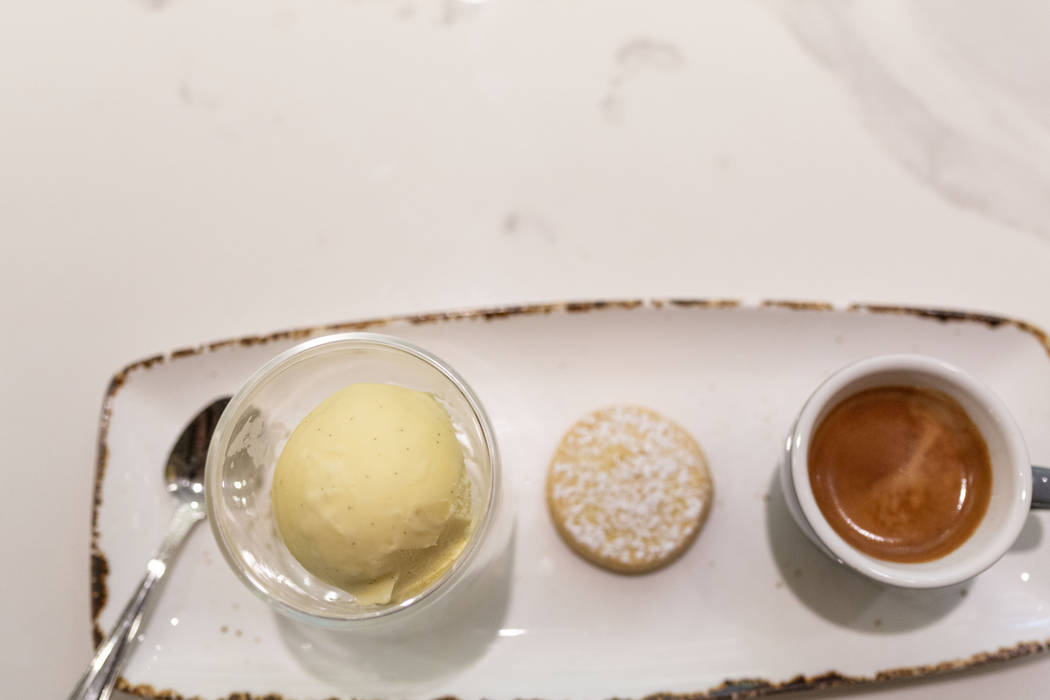 The Factory Kitchen's homemade ice cream made for their affogato at The Venetian in Las Vegas o ...